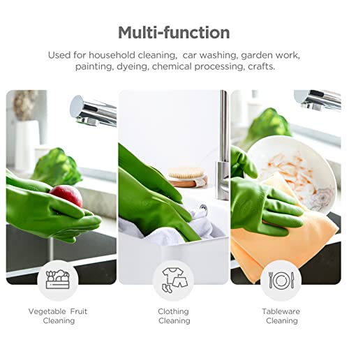 Dishwashing gloves 2 Pairs for kitchen,Rubber cleaning gloves,Long dish gloves reuseable. - color: Green, size: Large (Pack of 2)