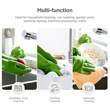 Dishwashing gloves 2 Pairs for kitchen,Rubber cleaning gloves,Long dish gloves reuseable. - color: Green, size: Large (Pack of 2)