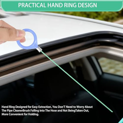 Auto Sunroof Drain Cleaning Tool, 120 Inch Long Flexible Tube Cleaning Brush, Extra Long Pipe Cleaners for Car Sunroof, Windshield Wiper Drain Hole, Trunk Drain & Sewer Maintenance
