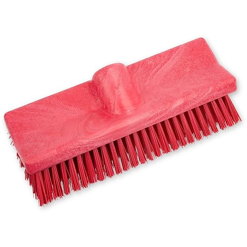 SPARTA 40423EC05 Plastic Floor Scrub Brush, Wall Brush, Equipment Brush With Nonabsorbent Bristles For Industrial Kitchens, Hospitals, Commercial Cleaning, 10 Inches, Red, (Pack of 2) - color: Red