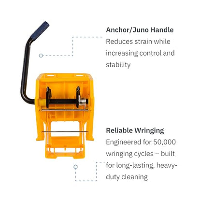 Carlisle Food Service Sparta Commercial Mop Bucket with Side Press Wringer, Floor Cleaning Essentials for Commercial and Home Use, Polypropylene, 26 Quart Capacity, 1 Count, Yellow - color: Yellow