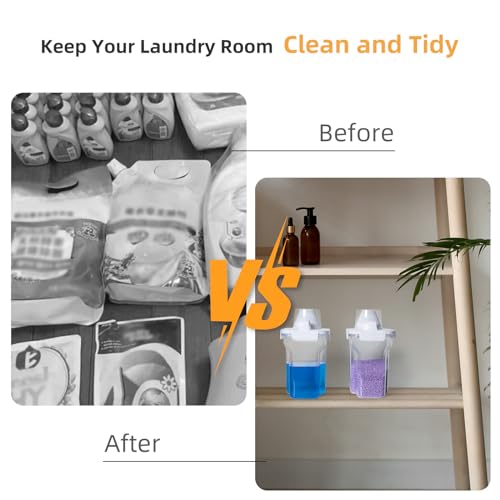 G2 GO2GETHER Laundry Detergent Container,2Pack -68oz Laundry Detergent Dispenser with 5 labels for Laundry Room, Laundry Scent Beads, Powder,Bleach,Soap,Fabric Softener Storage and Organization. - style: 68OZ