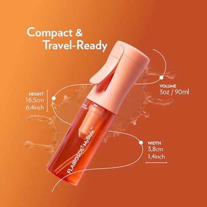 FLAIROSOL MyStyle, Spray Bottle for Hair - Small Travel Spray Bottle, Ultra Fine Continuous Water Mist for Face, Hairstyling, Salon, Cleaning, Beauty, Toners, Hydration & Makeup, 3.04oz / 90ml, Peach - color: Peach, style: 1 Pack