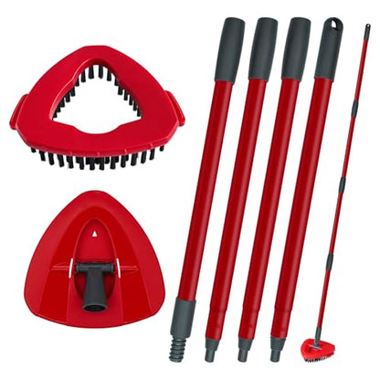 DLAIMI Mop Handle Replacement for Ocedar, 4 Section 30" to 58" Extendable Length Mop Stick for Ocedar Spin Mops Refills and Brooms Floor Cleaning, Include Base and Scrub Brush - size: Mop Handle&Brush&Base