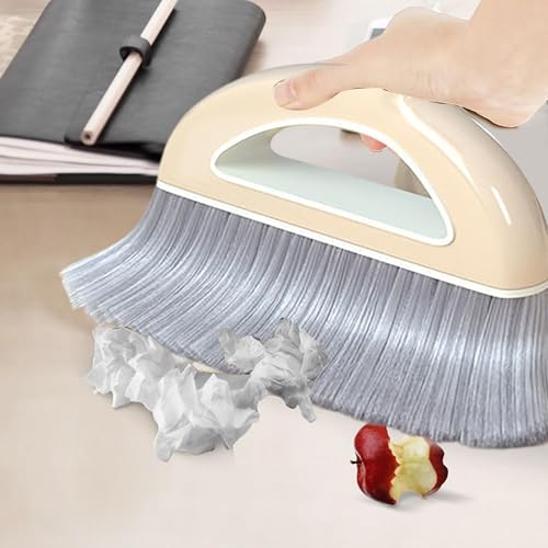 Broom and Dustpan Set, Long Handle Broom with Stand Up Dustpan Combo Set, Light Weight Stainless Steel Poles Stand Upright Dustpans and Broom Set, Broom with Dustpan for Home Kitchen Room - color: White