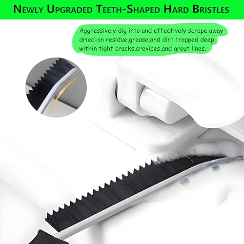 Crevice Cleaning Brush Set of 3, Hard Bristle Gap Brush with Wall Mount Holder – Deep Cleans Grout, Kitchen, Bathroom Tiles, Window Tracks & Tight Spaces