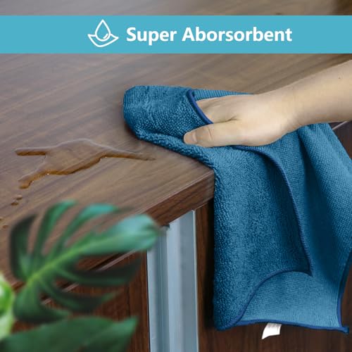 HOMEXCEL Navy Blue Microfiber Cleaning Cloth, 50 Pack Cleaning Towels for Kitchen, Lint Scratch Free, Highly Absorbent, and Reusable Cleaning Rags for House, Window and Glass, Cars, 11.5 X11.5 inch - color: Navy Blue
