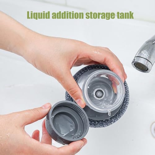 cdar Automatic Liquid Washing Brush with Replaceable Head Built-in Soap Dispenser Pot Brush Kitchen Cleaning Tool C - color: C