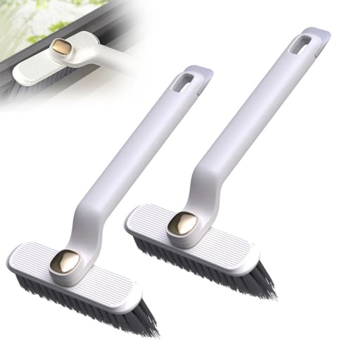 Multi-Function Rotating Crevice Cleaning Brush, 360 Degree Rotating Crevice Cleaning Brush, Hard Bristle Crevice Gap Brush, Corners Cleaning Tool for Cleaning Bathroom, Kitchens Tile Floors (White*2) - color: White*2