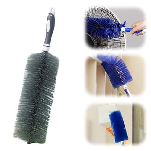 Fan Cleaner Brush, Upgrade Bendable Dusting Brush for Electric and Blind, Reusable Microfiber Dust Collector, Non-disassembly Cleaning (Grey) - color: Gray