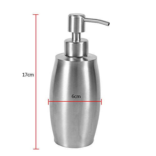304 Stainless Steel Liquid Soap Dispenser, Bathroom Shower Pump for Shampoo Lotion, 350ml Refillable Soap Container with Wide Mouth, Rustproof Dispenser for Kitchen and