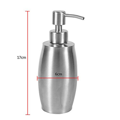 304 Stainless Steel Liquid Soap Dispenser, Bathroom Shower Pump for Shampoo Lotion, 350ml Refillable Soap Container with Wide Mouth, Rustproof Dispenser for Kitchen and