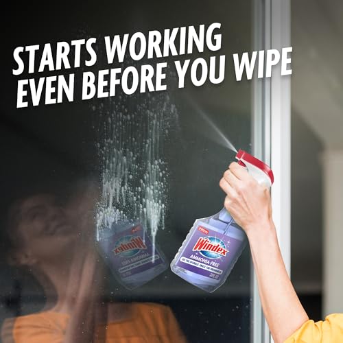 Windex Glass and Window Cleaner Spray Bottle, Ammonia Free, Packaging Designed to Prevent Leakage and Breaking, Crystal Rain Scent, 32 Fl Oz - size: 32 Fl Oz (Pack of 1)