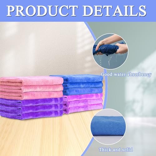 12 Pcs Extra Large Microfiber Cleaning Cloth, 20" x 30" Washable Reusable Large Floor Cloth Rags, Microfiber Towels for Mop Cleaning Office Bathrooms Housekeeping (Purple, Blue, Pink) - color: Mixed Style
