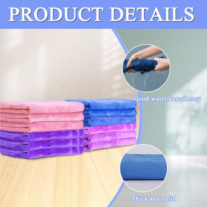 12 Pcs Extra Large Microfiber Cleaning Cloth, 20" x 30" Washable Reusable Large Floor Cloth Rags, Microfiber Towels for Mop Cleaning Office Bathrooms Housekeeping (Purple, Blue, Pink) - color: Mixed Style