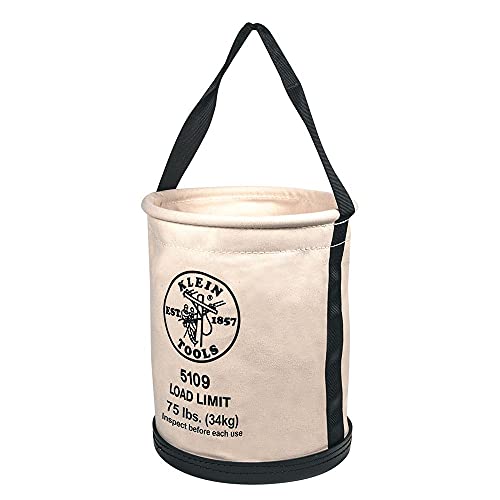 Klein Tools Canvas Bucket and Spud Wrench, 75-Pound Load Rated Bucket with Black Molded Bottom and 3/4-Inch Bolt Alloy Steel Heavy Nut Wrench