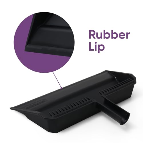Superio 4-Pack Wide Plastic Dustpan with Comb - 16" Wide, Rubber Lip, Broom Handle Clip, Black - color: Black, size: 4 Pack