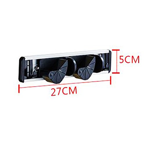 Mop and Broom Holder Storage Solutions (2 Position with 3 Hooks) - size: 2 Position with 3 Hooks