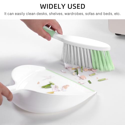 NACENA Dust Pan and Brush Set, Large Hand Broom and Dustpan Set Large Brush and Dustpan Set for Camping Broom and Dustpan Combo for Daily Cleaning Pet Hair Office Home Car, Light & Green - color: Light & Green