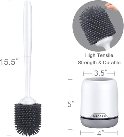 Lefree 2 Pack Silicone Toilet Bowl Brush and Holder Set with Ventilated Holder, Floor Standing & Wall Mounted Toilet Scrubber - color: Gray, size: 2 Pack