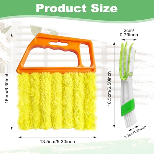 4Pcs Blind Cleaner Duster Tool Set with 7-Finger & 3-Finger Brushes，Washable Multi-Surface Dusting Kit for Wood Blinds, Venetian Blinds, AC Vents, Car Vents, Shutters & Fans (Orange+Blue) - color: Orange+blue