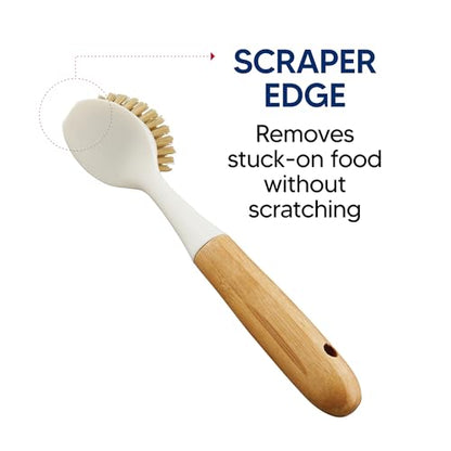 HIC Kitchen Dish Scrubbing Brush, Bamboo with Non-Scratch Bristles - style: Scrubber Brush