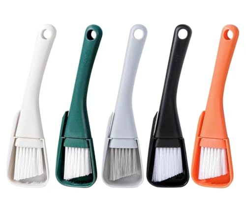 2PCs Window Track & Crevice Cleaning Brushes with Built-in Dustpan - Floor/Window Slot/Keyboard/Door Crevice Brush Set, Household Cleaning Tool Set(Mixed Color) - color: Mixed Color