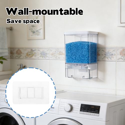 Rainmae 2 Pack Laundry Detergent Dispenser Set Wall-Mounted Containers for Scent Booster Beads and Softener Beads Laundry Powder Dispensers Storage Organizer for Laundry Bathroom Dorm and Hotel