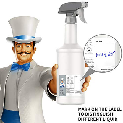 MR.SIGA 24 oz Empty Plastic Spray Bottles for Cleaning Solutions, Heavy Duty Household Reusable Spray Bottles with Measurements and Adjustable Leak Proof Nozzle, 3 Pack - size: 710ml, 3 Pack