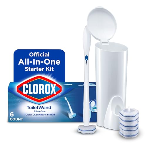 Clorox ToiletWand Disposable Toilet Cleaning System, Kills 99.9% of Germs and Viruses, Wand, Caddy and 6 Refill Heads - size: 6 Count (Pack of 1)