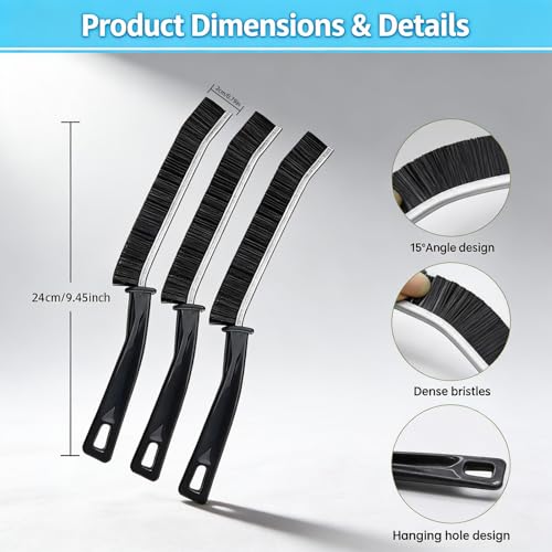 5 Pack Hard Bristle Crevice Cleaning Brush Set, Narrow Spaces Deep Reach Gap Scrub Tool with Long Handle for Household Use Kitchen Bathroom Sink Track, Black - color: Black-5