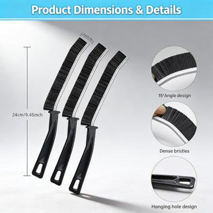 4 Pack Hard Bristle Crevice Cleaning Brush Set, Narrow Spaces Deep Reach Gap Scrub Tool with Long Handle for Household Use Kitchen Bathroom Sink Track, Black - color: Black-4