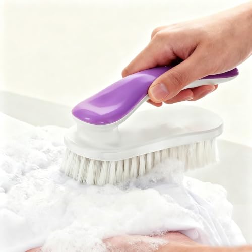 2Pack Shoe Cleaning Brush Household Laundry Clothes Scrubbing for Stains Bathroom Ergonomics Grip Easy Hold (2, Purple) - color: Purple