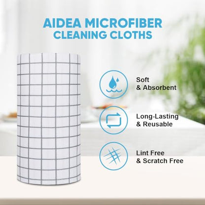 AIDEA Microfiber Cleaning Cloth Roll, 50PK, Microfiber Kitchen Towels, Reusable Paper Towels Tear Away Cloth, Lint Free Rags for House, Window, Cleaning Supplies 11.5"×11.5" - color: Printed