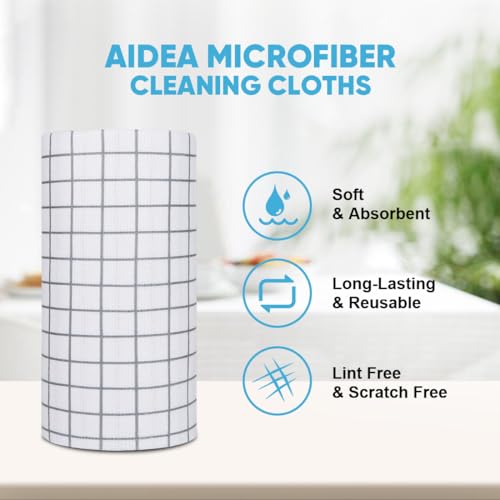 AIDEA Microfiber Cleaning Cloth Roll, 50PK, Microfiber Kitchen Towels, Reusable Paper Towels Tear Away Cloth, Lint Free Rags for House, Window, Cleaning Supplies 11.5"×11.5" - color: Printed