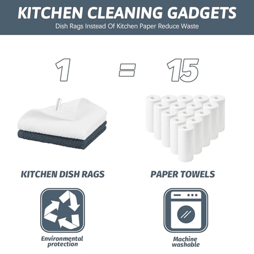 Niallant 4PCS Cotton Terry Dish Rags, Quick Drying Dish Cloths, Kitchen Towels, Grey, 12x12in - color: Grey, size: 12 x 12 in - 4PCS