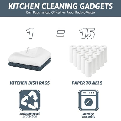 Niallant 4PCS Cotton Terry Dish Rags, Quick Drying Dish Cloths, Kitchen Towels, Grey, 12x12in - color: Grey, size: 12 x 12 in - 4PCS