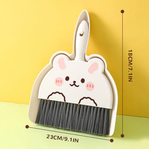 Portable Hand Broom and Dustpan Set, Cute Mini Broom and Dustpan Set with Durable Brush,Lightweight Small Dust Pan and Broom Set for Desktop Cleaning Small Space Cleaning(Rabbit) - size: Rabbit