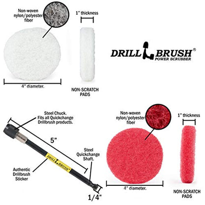 Drill Brush - Drill Attachment - Bathroom - Power Scrubber Pads - Cleaning Pads - Bath - Shower Door - Scouring Pad Kit - Bath Mat - Bathroom Sink - Shower Cleaner - Vinyl Flooring - Scrub Pads - color: 3X White Pads 3X Red Pads