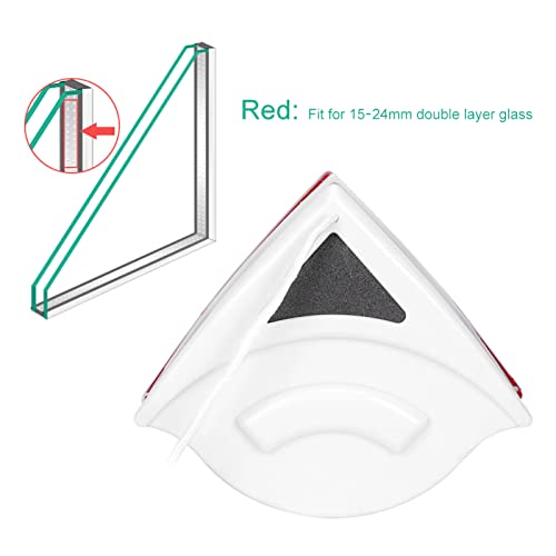 Garosa Portable Double Sided Magnetic Window Cleaner Glass Wiper Tools Glass Cleaner Cleaning Brush for High Rise 15x24mm Double Layer Glass(Red)