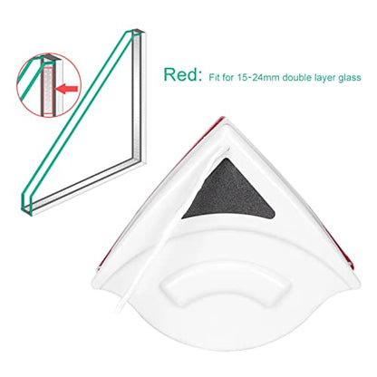 Garosa Portable Double Sided Magnetic Window Cleaner Glass Wiper Tools Glass Cleaner Cleaning Brush for High Rise 15x24mm Double Layer Glass(Red)