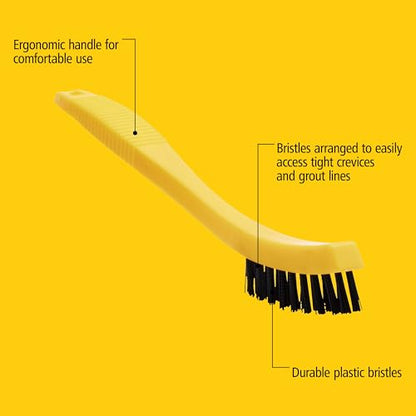 Rubbermaid Commercial Products Tile and Grout Brush, Black, Cleaning Scrubbing Brush, Multi-Surface for Grout, Bathrooms, Kitchens, Countertops, 8.5" (Pack of 2) - size: 8.5" (Pack of 2)