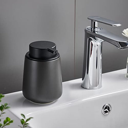 12Oz Foam Hand Soap Dispenser - Black Foaming Soap Dispenser Bathroom with Easy-to-Press Pump, Refillable Liquid Lotion Hand Soap Dispenser, Ceramic Kitchen Dish Soap Dispenser Hand Wash Dispenser - color: Black, style: Foam Pump