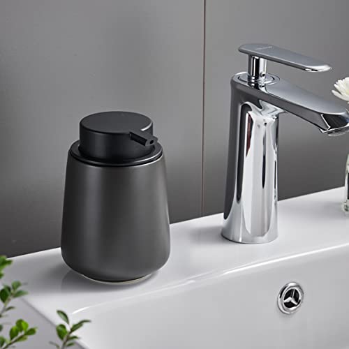 12Oz Black Soap Dispenser - Modern Ceramic Lotion Hand Soap Dispenser with Easy-to-Press Black Pump, Reusable and Refillable Liquid Dish Soap Dispensers for Bathroom & Kitchen - color: Black, style: Liquid Pump