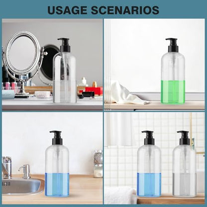 Plastic Pump Bottles Dispenser 2 Pack 10oz Clear Refillable Pump Bottle | Empty Pump Bottle with Dispenser Shampoo Conditioner for Shampoo, Liquid Soap, Massage Oil - size: 10oz