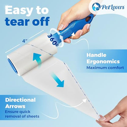 PetLovers Extra Sticky Lint Roller Value Set 270 Sheets for Pet Hair Removal and Clothes, Dog and Cat Lint Remover, 3 Pack - size: 3 Pack