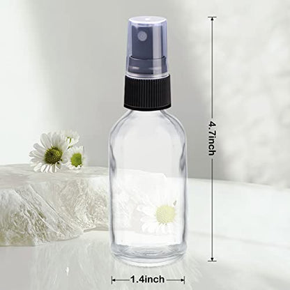Wedama 2 oz Mini Glass Spray Bottles, Empty Small Spray Bottles with Funnel Dropper, Fine Mist for Hair, Travel, Plants, Cleaning Solutions and Skin Care (4 Pack Clear) - color: Clear, size: 2 Ounce (Pack of 4)