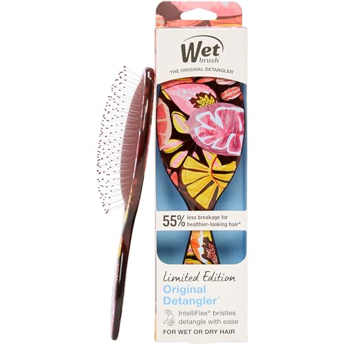 Wet Brush Original Detangler Hair Brush, Flexible Bristles Detangle All Hair Types, Works on Wet or Dry Strands, Ergonomic Handle, Reduces Breakage, Limited Edition, Tropical Oasis Burgandy Paradise - color: Tropical Oasis Burgandy