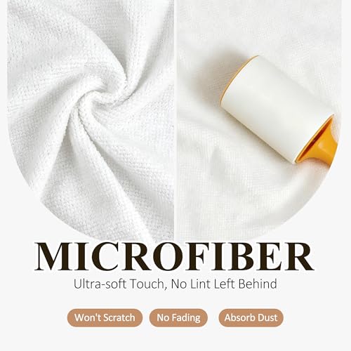30 Pack Microfiber Cleaning Cloths, Dish Towels for Kitchen, Cleaning Rags for Car, Window, Bathroom, Household, Ultra Absorbent Cleaning Supplies Lint Free Streak Free, Reusable & Washable (White) - color: White