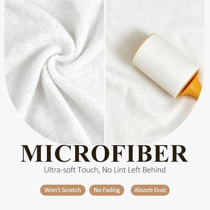 30 Pack Microfiber Cleaning Cloths, Dish Towels for Kitchen, Cleaning Rags for Car, Window, Bathroom, Household, Ultra Absorbent Cleaning Supplies Lint Free Streak Free, Reusable & Washable (White) - color: White